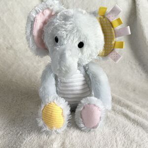 Make Believe Ideas Gray Elephant Lovey Rattle Crinkle 12” Plush Stuffed Sensory